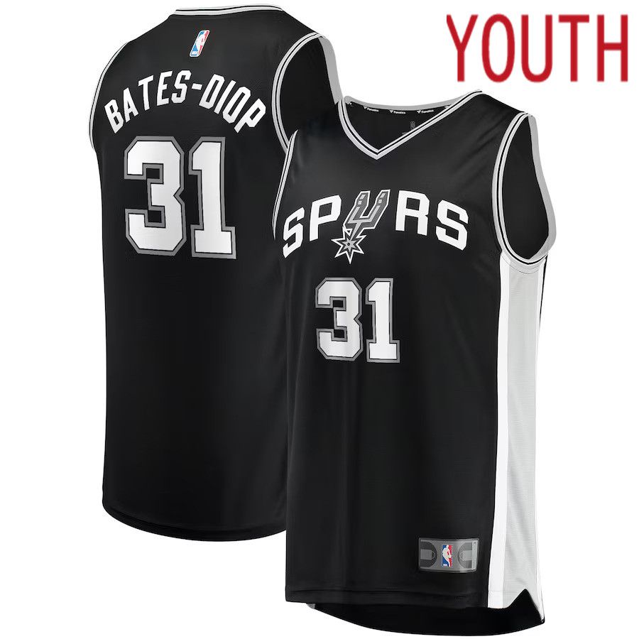 Youth San Antonio Spurs 31 Keita Bates-Diop Fanatics Branded Black Fast Break Replica NBA Jersey